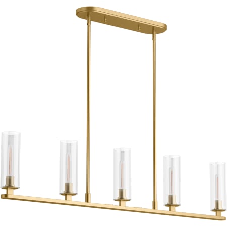 Kohler Lighting Crue 5 Light 45" Wide Linear Chandelier with Clear Glass Shades Brushed Moderne Brass