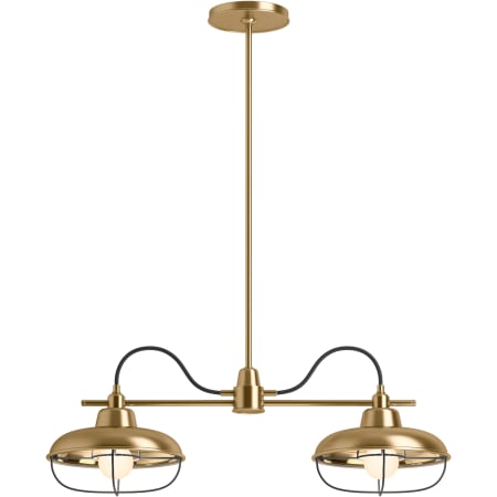 Kohler Lighting Modern Farm 23" Wide 2 Light Linear Chandelier Modern Brushed Gold
