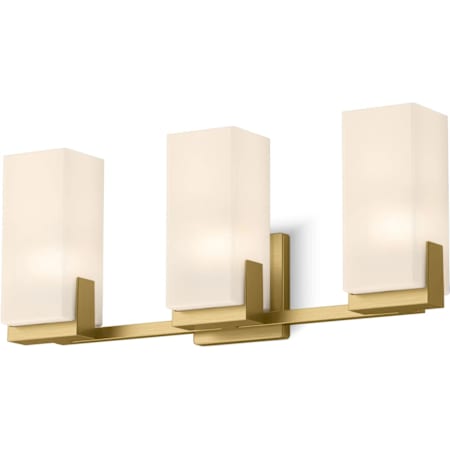Kohler Lighting Honesty 3 Light 22" Wide Vanity Light with Frosted Glass Shades Brushed Moderne Brass