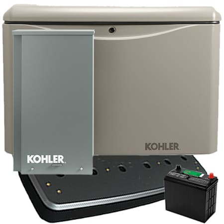 Kohler Power Systems RCL Series 14kW (120 / 240V) Single-Phase Air Cooled Multi-Fuel Standby Generator with RXT 200a Automatic Transfer Switch, Pad and Battery N/A