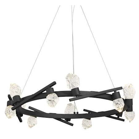 Kovacs Kosmyc 12 Light 33" Wide LED Ring Chandelier with Rock Crystal Glass Shades Sand Black