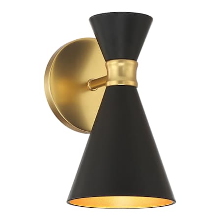 Kovacs Conic 1 Light 9" Tall Downlight Wall Sconce with Steel Shade Coal / Honey Gold