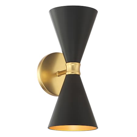 Kovacs Conic 2 Light 13" Tall Up / Downlight Wall Sconce with Steel Shades Coal / Honey Gold