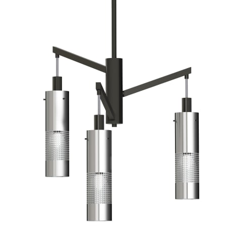 Kovacs Grid 3 3 Light 19" Wide Chandelier Coal / Brushed Nickel