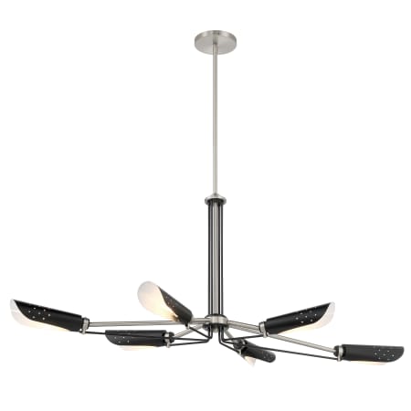 Kovacs Turbine 6 Light 44" Wide Chandelier Coal / Brushed Nickel