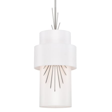 Kovacs Gramercy 1 Light 12" Wide Pendant with White Silk Shade Polished Nickel