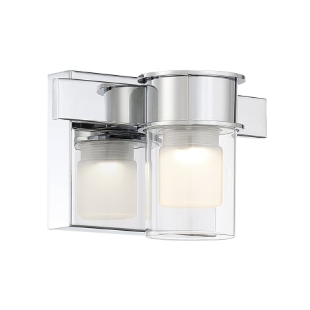 Kovacs Herald Square 5" Tall LED Bathroom Sconce with Frosted and Clear Glass Shades Chrome
