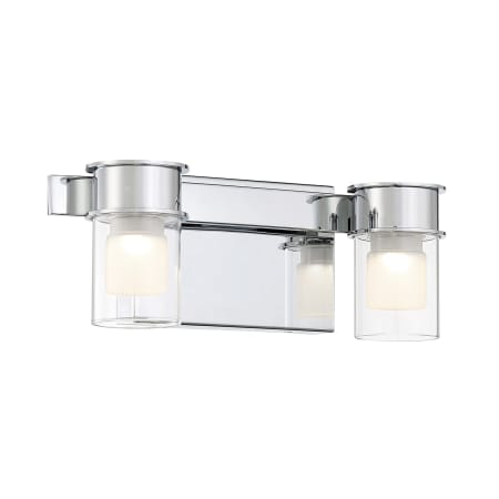 Kovacs Herald Square 2 Light 13" Wide LED Vanity Light with Frosted and Clear Glass Shades Chrome