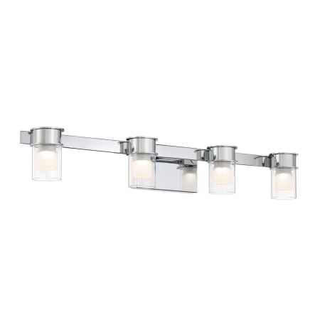 Kovacs Herald Square 4 Light 30" Wide LED Vanity Light with Frosted and Clear Glass Shades Chrome