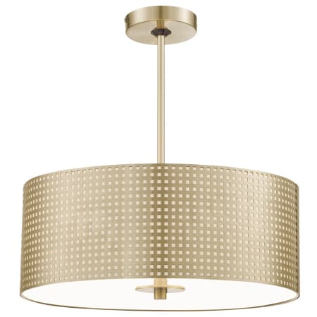 Kovacs Grid 3 Light 18" Wide Pendant Soft Brass