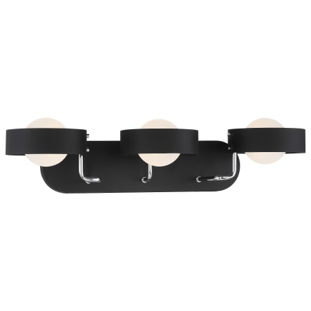 Kovacs Lift Off 3 Light 25-1/2" Wide Bathroom Vanity Light with Etched Glass Shades Coal with Polished Nickel