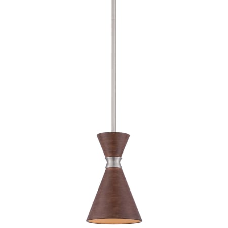 Kovacs Conic 1 Light 5-1/2" Wide Mini Pendant with Distressed Koa Steel Shade Brushed Nickel