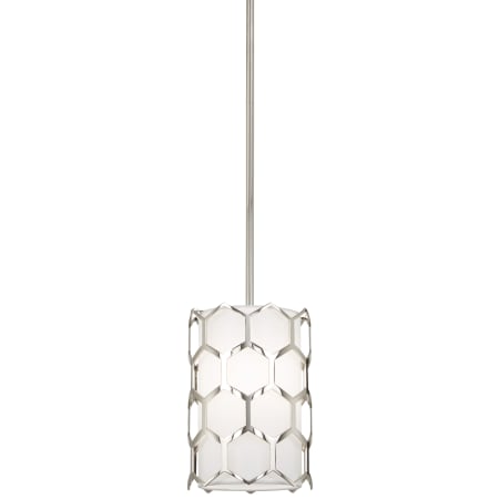 Kovacs Missing Link 1 Light 7" Wide Pendant with White Linen Shade Polished Nickel