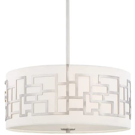 Kovacs Alecia's Necklace 24" Wide 4 Light Drum Pendant with White Fabric Shade Brushed Nickel