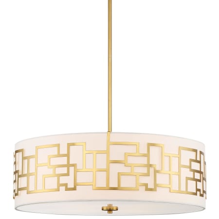 Kovacs Alecia's Necklace 24" Wide 4 Light Drum Pendant with White Fabric Shade Honey Gold