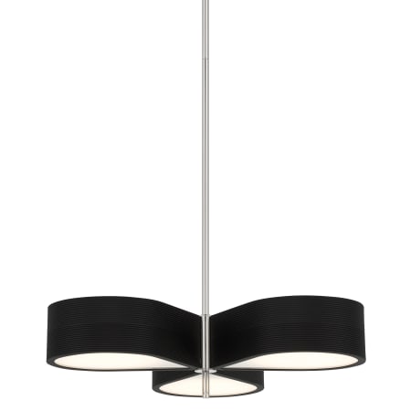 Kovacs Side Step 3 Light 23" Wide LED Chandelier with Etched White Diffusers Coal / Polished Nickel