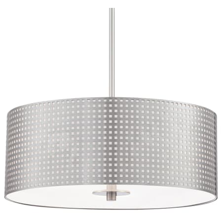 Kovacs Grid 3 Light 18" Wide Drum Pendant with Steel Shade Brushed Nickel