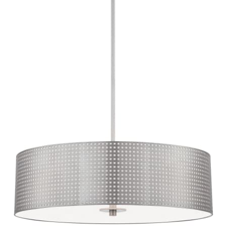Kovacs Grid 4 Light 24" Wide Drum Pendant with Steel Shade Brushed Nickel
