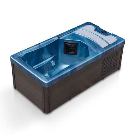 KPLUNGE Borealis 69" 1-Person 2-Jets All-in-One Cold Plunge and Hot Tub with Built-in Chiller, Lights, and WiFi Grey / Blue