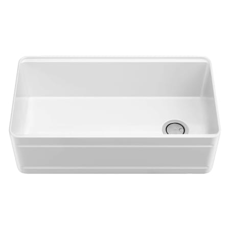 Kraus Turino 33" Farmhouse Single Basin Fireclay Kitchen Sink with Cutting Board, Colander and Drain Assembly Gloss White