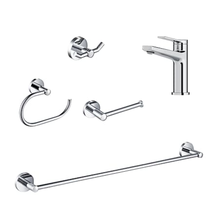 Kraus Indy 1.2 GPM Single Hole Bathroom Faucet Package with Bath Hardware Chrome