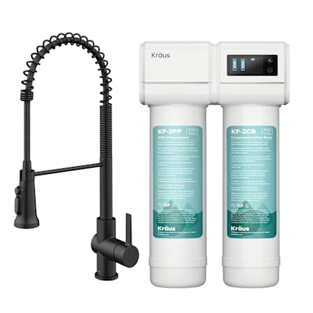 Kraus Britt 1.8 GPM Single Hole Pre-Rinse Pull Down Kitchen Faucet with Filter System Matte Black