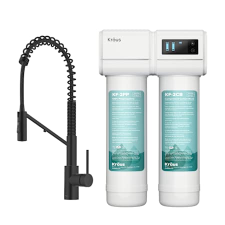 Kraus Oletto 1.8 GPM Single Hole Pre-Rinse Pull Down Kitchen Faucet with Filter System Matte Black