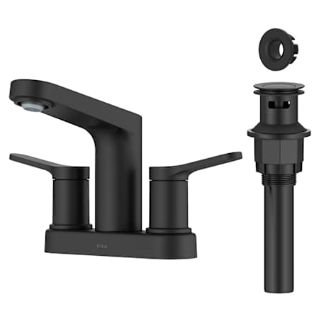 Kraus Indy 1.2 GPM Centerset Bathroom Faucet with Push Pop-Up Drain Assembly and Overflow Cap Matte Black