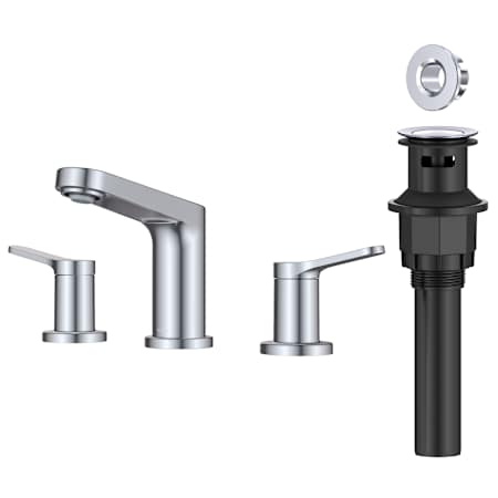 Kraus Indy 1.2 GPM Widespread Bathroom Faucet with Pop-Up Drain Assembly and Overflow Cap Chrome