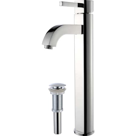 Kraus Bath Faucets Ramus Single Hole Vessel Bathroom Faucet - Metal Pop-Up Drain Included Chrome