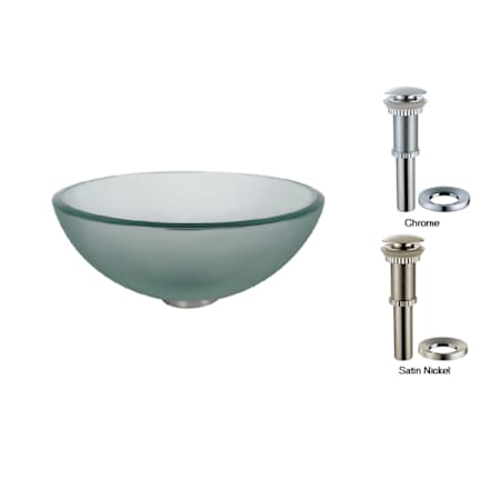 Kraus 14" Frosted Glass Vessel Bathroom Sink - Includes Pop-Up Drain and Mounting Ring Chrome