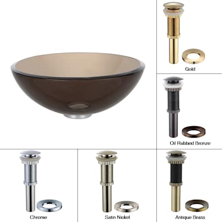 Kraus 14" Clear Brown Glass Vessel Bathroom Sink - Includes Pop-Up Drain and Mounting Ring Oil Rubbed Bronze