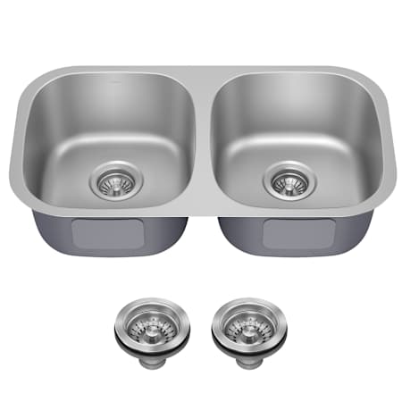 Kraus Premier 32” Undermount 50/50 Double Bowl 18-Gauge Stainless Steel Kitchen Sink with Basket Strainers Stainless Steel