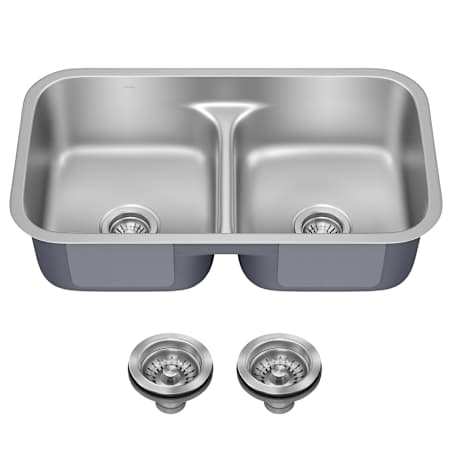 Kraus Premier 32” Undermount 50/50 Double Bowl with Low Divider 18-Gauge Stainless Steel Kitchen Sink with Basket Strainers Stainless Steel