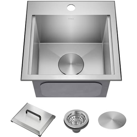Kraus Kore 15" Drop In Single Basin Stainless Steel Kitchen Sink Stainless Steel