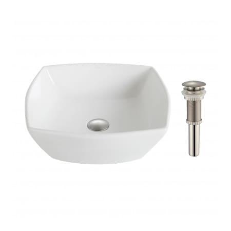 Kraus Elavo 16-1/2" Ceramic Vessel Bathroom Sink White-Brushed Nickel