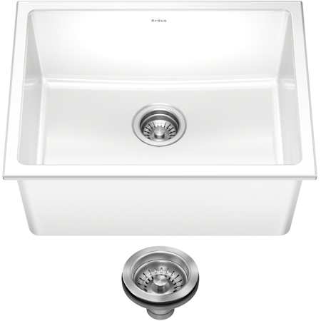 Kraus Turino 24" Dual Mount Single Basin Fireclay Kitchen Sink Gloss White