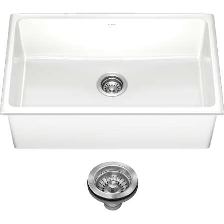 Kraus Turino 30" Dual mount Single Basin Fireclay Kitchen Sink with Drain Assembly Gloss White