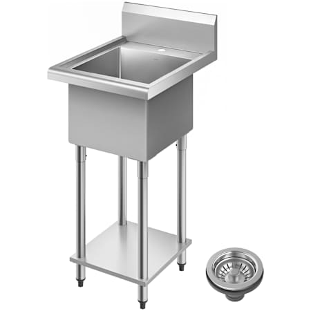 Kraus Standart Pro 19" Free Standing Single Basin Stainless Steel Utility Sink Stainless Steel
