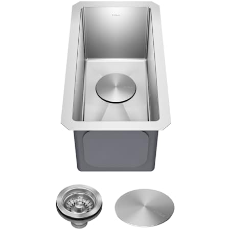 Kraus Standart PRO 9-1/2" Undermount Single Basin Stainless Steel Kitchen Sink with Basket Strainer Stainless Steel