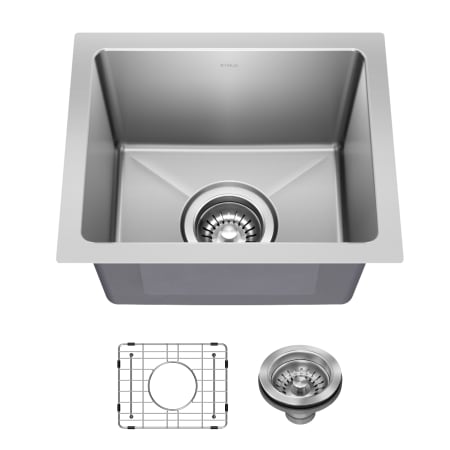 Kraus Fairlane 14-1/2" Undermount Single Basin Stainless Steel Kitchen Sink with Basin Rack and Basket Strainer Stainless Steel