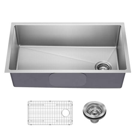 Kraus Fairlane 32-1/2" Undermount Single Basin Stainless Steel Kitchen Sink with Basin Rack and Basket Strainer Stainless Steel