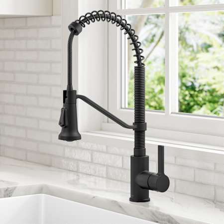 Kraus Britt 1.8 GPM Single Hole Pre-Rinse Pull Down Kitchen Faucet Matte Black