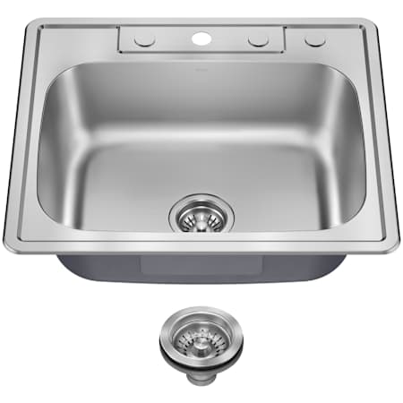 Kraus Premier 25" Drop In Single Basin Stainless Steel Kitchen Sink with Basket Strainer Stainless Steel