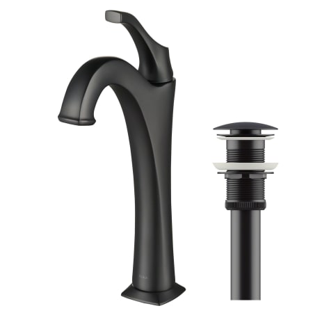 Kraus Arlo 1.2 GPM Deck Mounted Bathroom Faucet with Pop-up Drain Matte Black