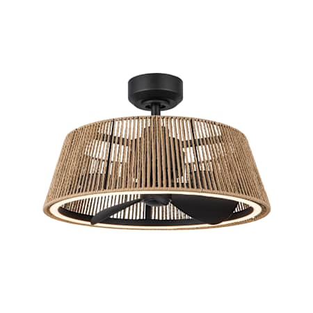 Kuzco Lighting Isla 24" 3 Blade Indoor Smart LED Ceiling Fandelier with Rope Shade Matte Black / Braided Rope