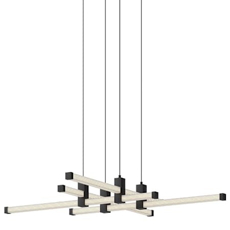 Kuzco Lighting Blade 34" Wide LED Abstract Chandelier with Ribbed Acrylic Shades Black