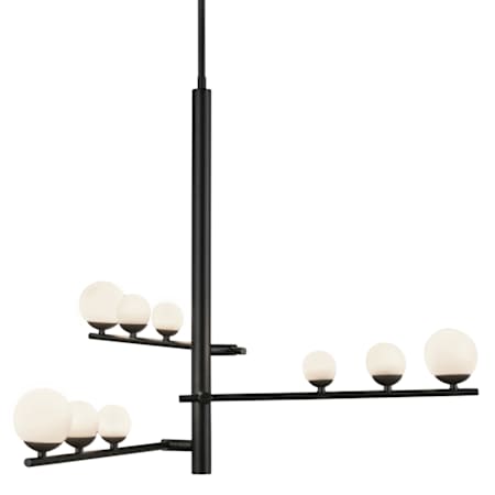 Kuzco Lighting Cypress 19" Wide LED Abstract Chandelier with Matte Opal Glass Shades Black / Opal Glass