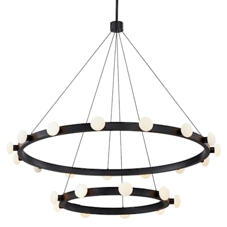 Kuzco Lighting Rezz 36" Wide LED Ring Chandelier with Matte Opal Glass Shades Black