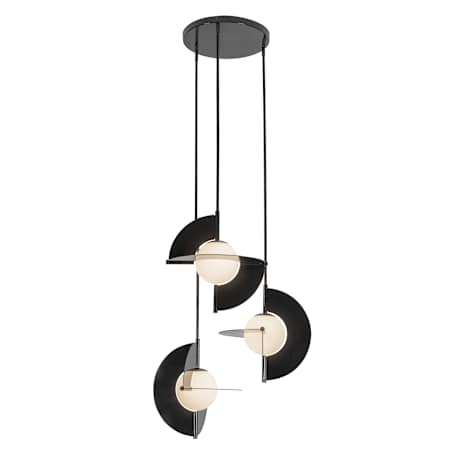 Kuzco Lighting Scorpio 27" Wide LED Abstract Multi Light Pendant with Opal Glass Shades Glossy Black / Opal Glass